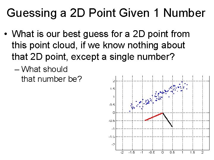 Guessing a 2 D Point Given 1 Number • What is our best guess