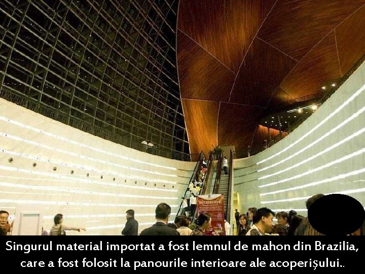 Singurul material importat a fost lemnul de mahon din Brazilia, care a fost folosit