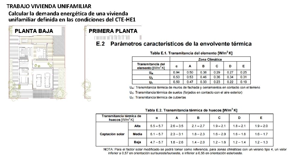 TRABAJO VIVIENDA UNIFAMILIAR Calcular la demanda energética de una vivienda unifamiliar definida en las