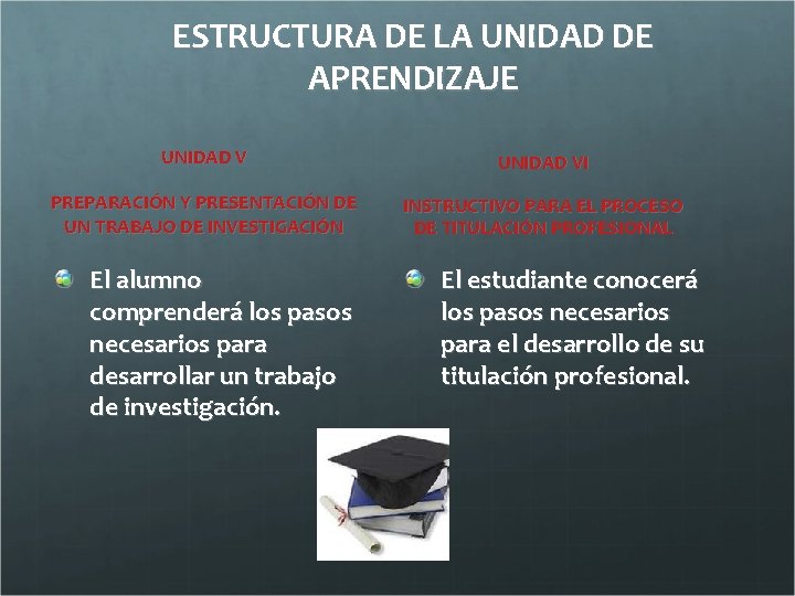 ESTRUCTURA DE LA UNIDAD DE APRENDIZAJE UNIDAD VI PREPARACIÓN Y PRESENTACIÓN DE UN TRABAJO