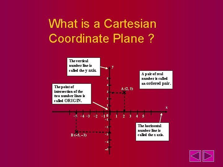 What is a Cartesian Coordinate Plane ? The vertical number line is called the