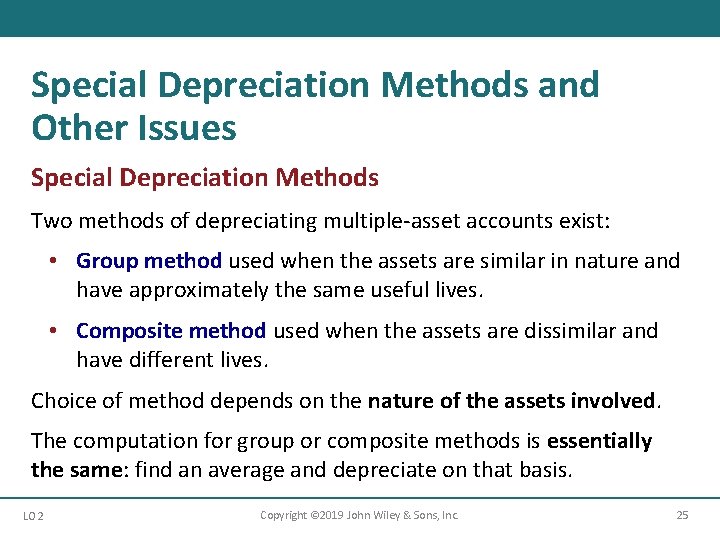 Special Depreciation Methods and Other Issues Special Depreciation Methods Two methods of depreciating multiple-asset Special Depreciation Methods and Other Issues Special Depreciation Methods Two methods of depreciating multiple-asset