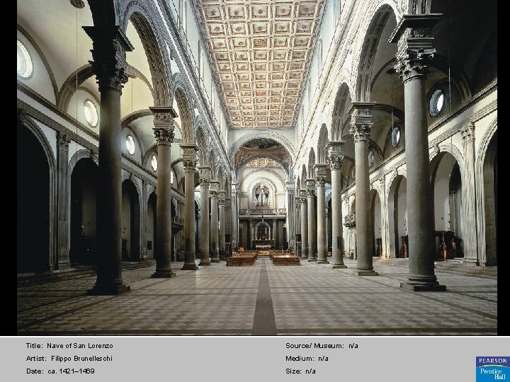 Title: Nave of San Lorenzo Source/ Museum: n/a Artist: Filippo Brunelleschi Medium: n/a Date: