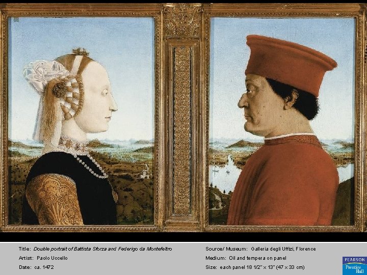 Title: Double portrait of Battista Sforza and Federigo da Montefeltro Source/ Museum: Galleria degli