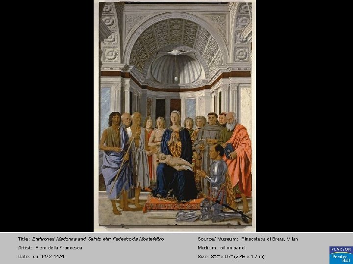 Title: Enthroned Madonna and Saints with Federico da Montefeltro Source/ Museum: Pinacoteca di Brera,