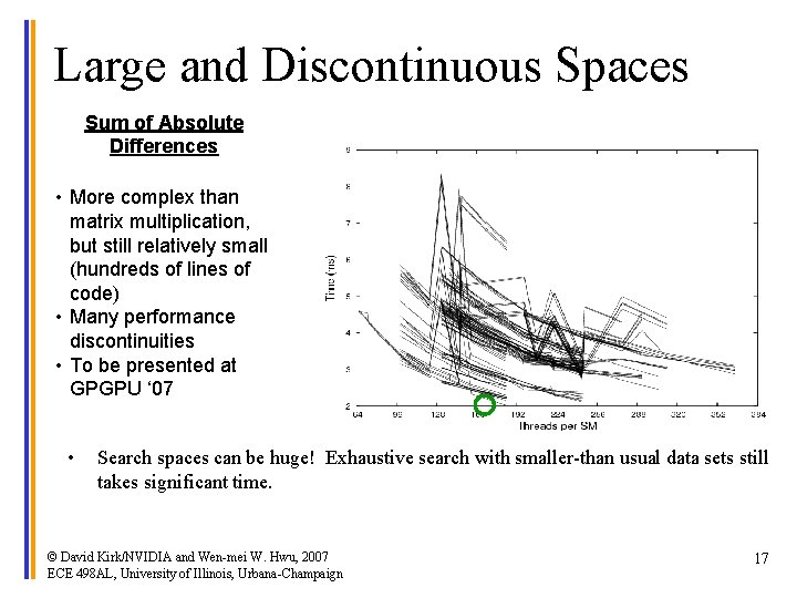 Large and Discontinuous Spaces Sum of Absolute Differences • More complex than matrix multiplication,