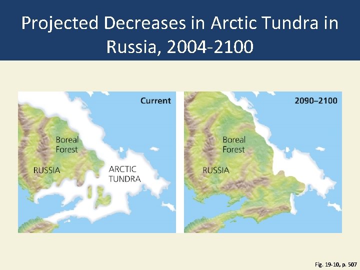 Projected Decreases in Arctic Tundra in Russia, 2004 -2100 Fig. 19 -10, p. 507