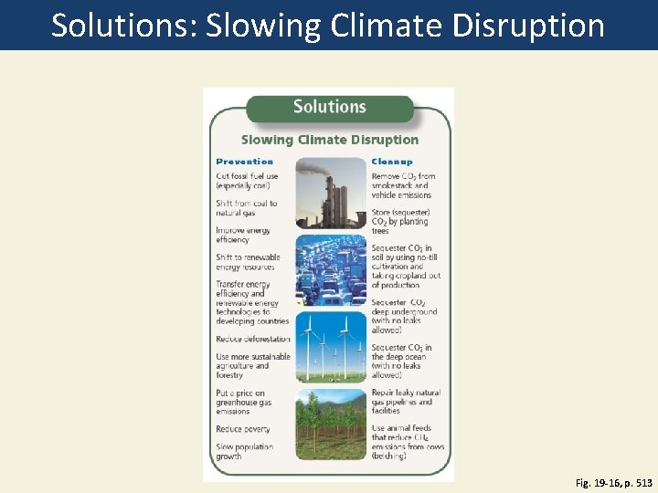 Solutions: Slowing Climate Disruption Fig. 19 -16, p. 513 