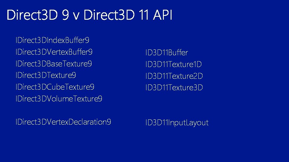 IDirect 3 DIndex. Buffer 9 IDirect 3 DVertex. Buffer 9 IDirect 3 DBase. Texture