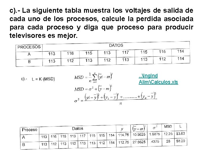 c). La siguiente tabla muestra los voltajes de salida de cada uno de los