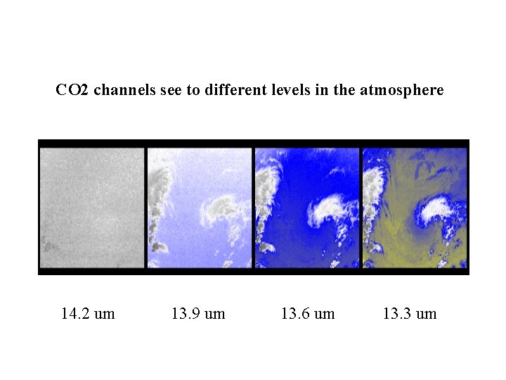 CO 2 channels see to different levels in the atmosphere 14. 2 um 13. CO 2 channels see to different levels in the atmosphere 14. 2 um 13.