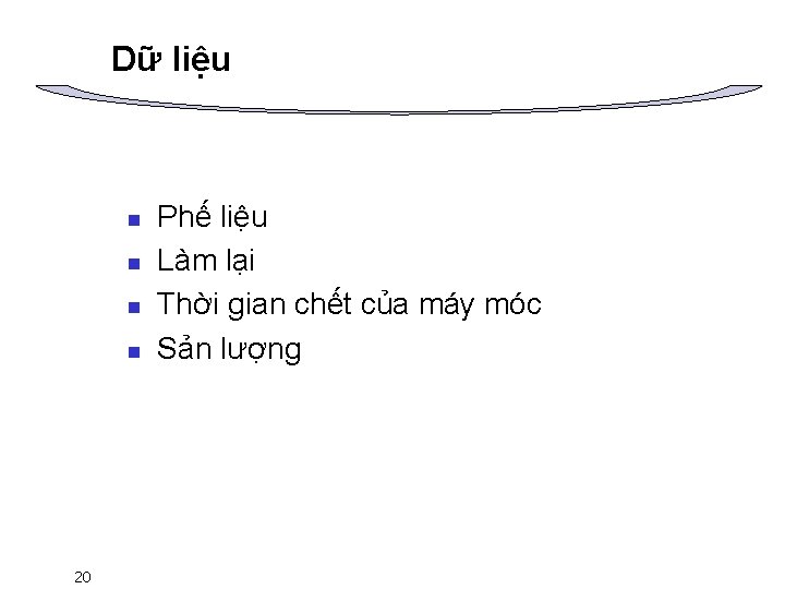 Dữ liệu n n 20 Phế liệu Làm lại Thời gian chết của máy