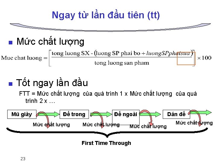 Ngay từ lần đầu tiên (tt) n Mức chất lượng n Tốt ngay lần