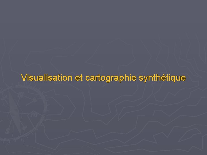 Visualisation et cartographie synthétique Visualisation et cartographie synthétique