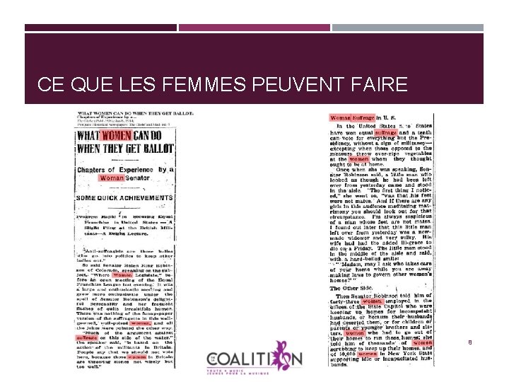 CE QUE LES FEMMES PEUVENT FAIRE 8 CE QUE LES FEMMES PEUVENT FAIRE 8