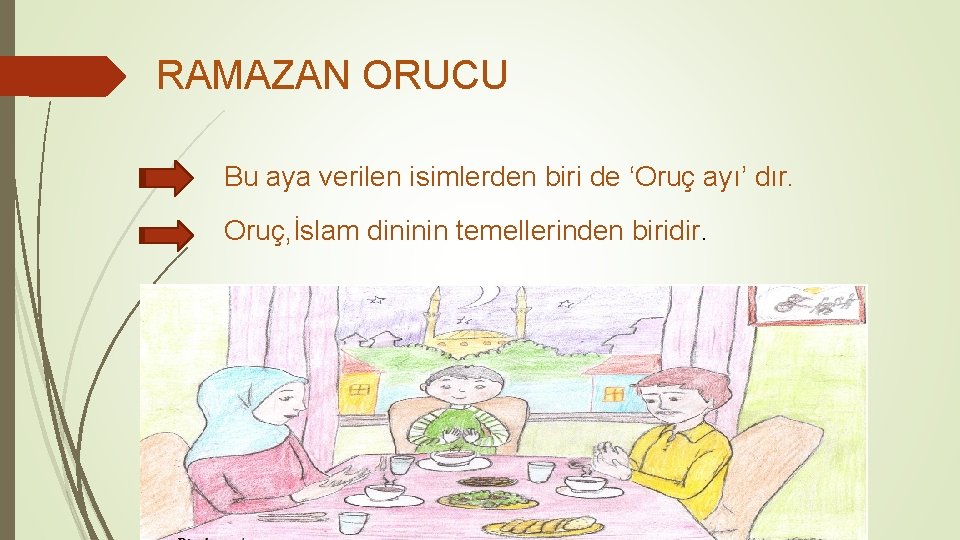 RAMAZAN ORUCU Bu aya verilen isimlerden biri de ‘Oruç ayı’ dır. Oruç, İslam dininin