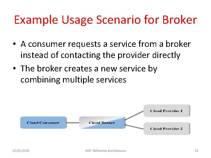 Example Usage Scenario for Broker • A consumer requests a service from a broker