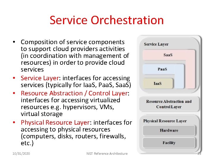 Service Orchestration • Composition of service components to support cloud providers activities (in coordination