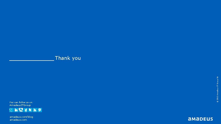 You can follow us on: Amadeus. ITGroup amadeus. com/blog amadeus. com © 2013 Amadeus