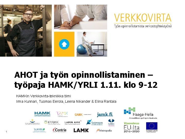 AHOT ja työn opinnollistaminen – työpaja HAMK/YRLI 1. 11. klo 9 -12 HAMKin Verkkovirta-tekniikka AHOT ja työn opinnollistaminen – työpaja HAMK/YRLI 1. 11. klo 9 -12 HAMKin Verkkovirta-tekniikka