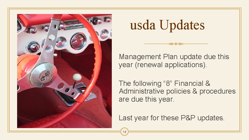 usda Updates Management Plan update due this year (renewal applications). The following “ 8”