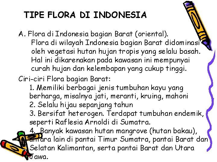 TIPE FLORA DI INDONESIA A. Flora di Indonesia bagian Barat (oriental). Flora di wilayah