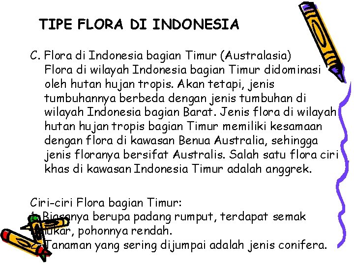 TIPE FLORA DI INDONESIA C. Flora di Indonesia bagian Timur (Australasia) Flora di wilayah