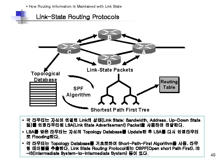 * How Routing Information Is Maintained with Link State Link-State Routing Protocols B C