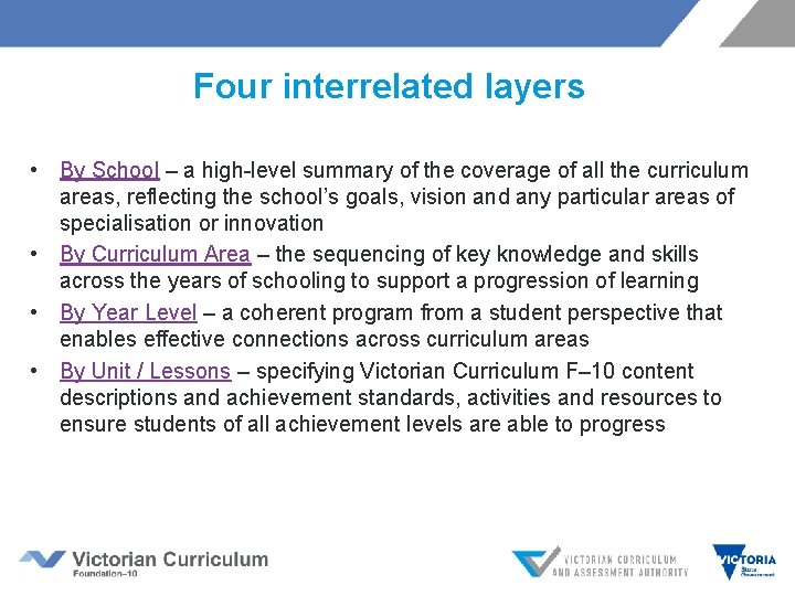 Four interrelated layers • By School – a high-level summary of the coverage of Four interrelated layers • By School – a high-level summary of the coverage of