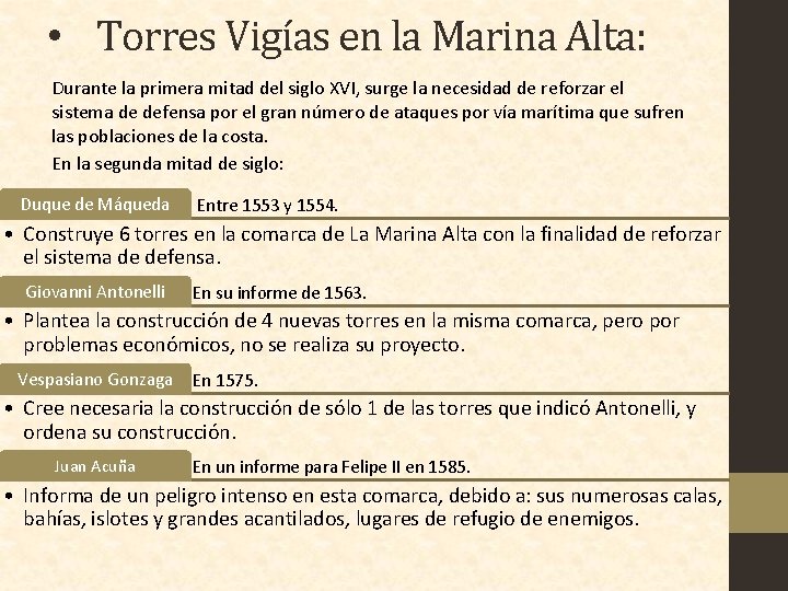  • Torres Vigías en la Marina Alta: Durante la primera mitad del siglo