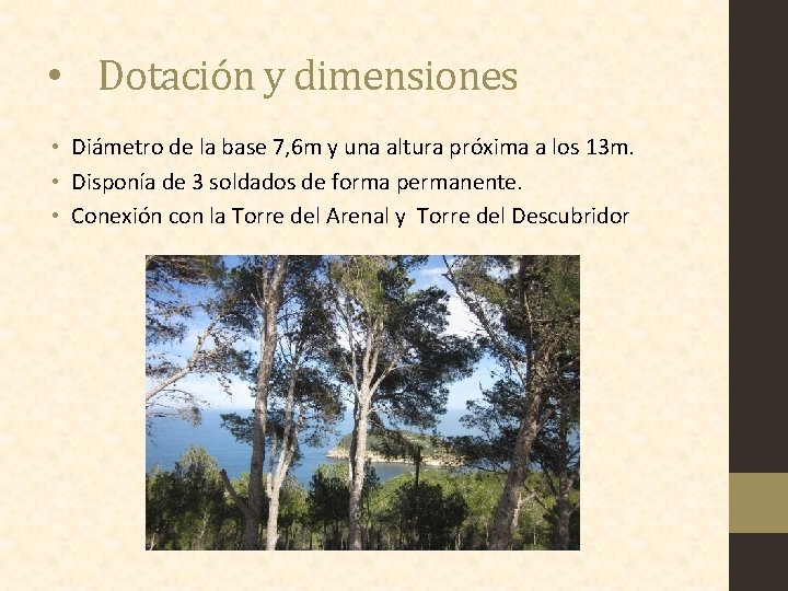  • Dotación y dimensiones • Diámetro de la base 7, 6 m y