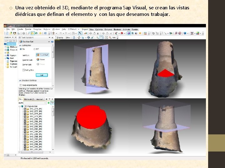 o Una vez obtenido el 3 D, mediante el programa Sap Visual, se crean