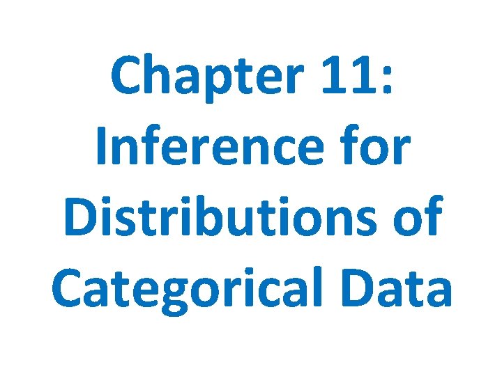 Chapter 11: Inference for Distributions of Categorical Data 