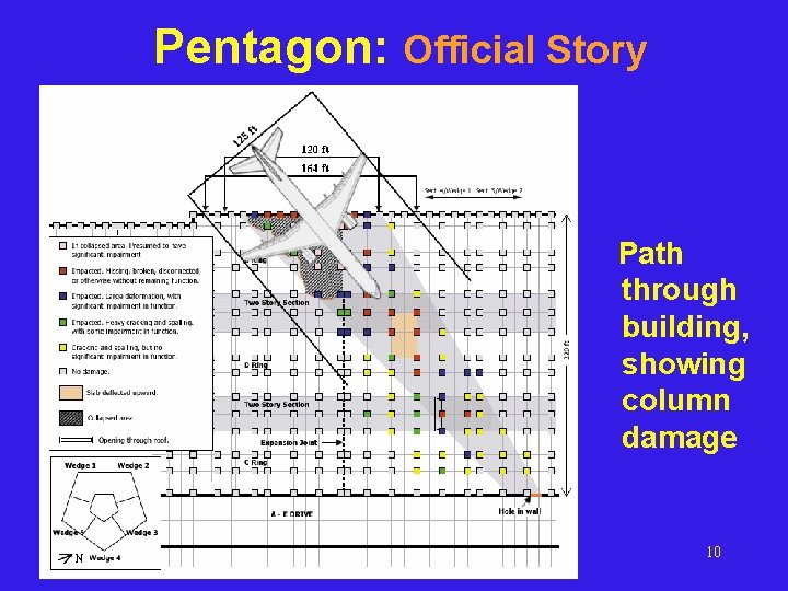 Pentagon: Official Story Path through building, showing column damage 10 