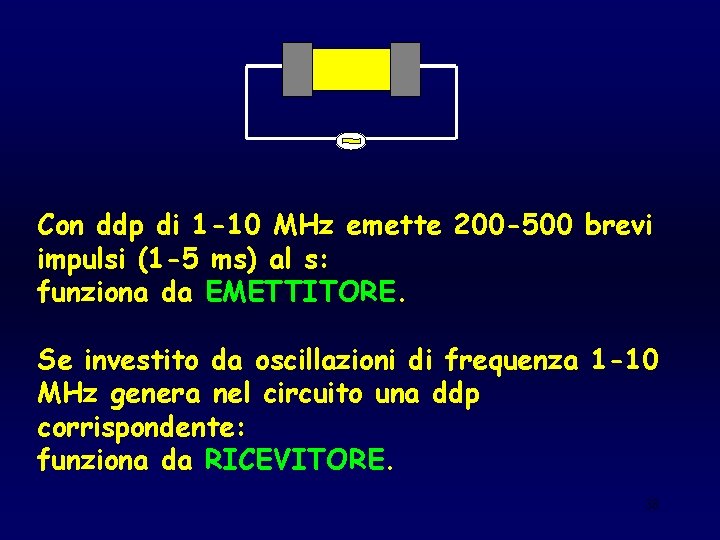 Con ddp di 1 -10 MHz emette 200 -500 brevi impulsi (1 -5 ms)