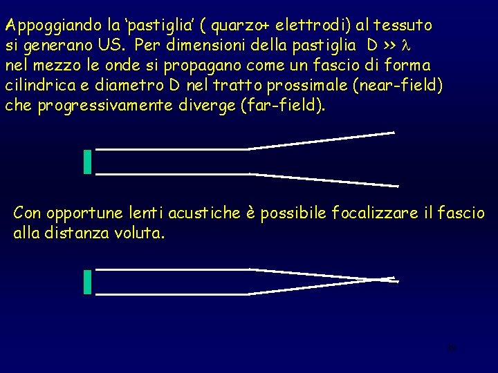 Appoggiando la ‘pastiglia’ ( quarzo+ elettrodi) al tessuto si generano US. Per dimensioni della