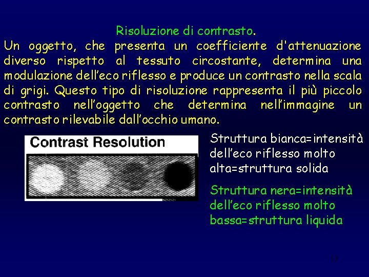 Risoluzione di contrasto. Un oggetto, che presenta un coefficiente d'attenuazione diverso rispetto al tessuto