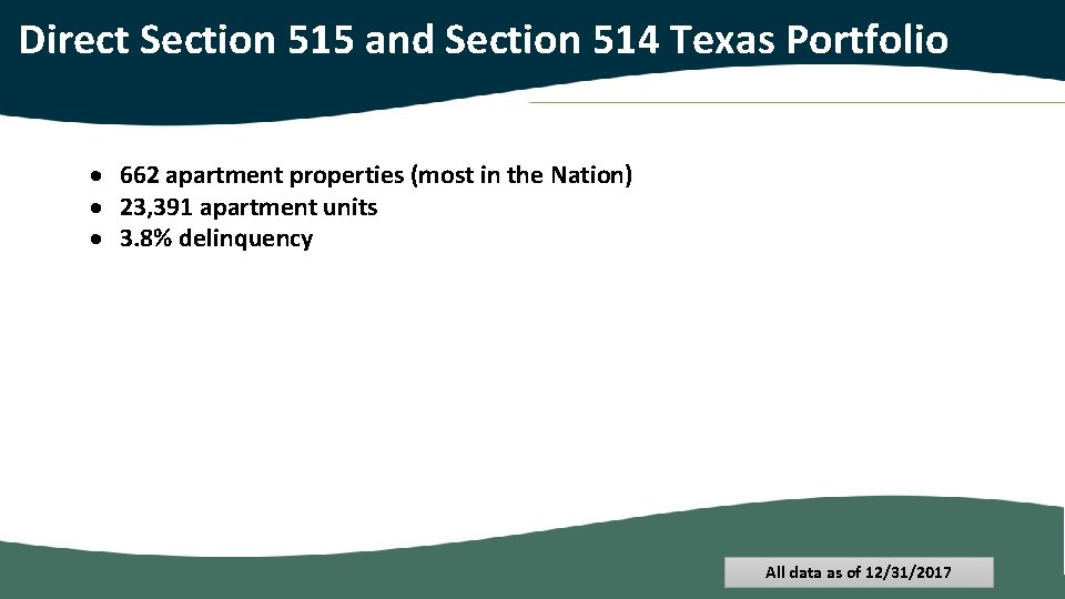 Direct Section 515 and Section 514 Texas Portfolio 662 apartment properties (most in the