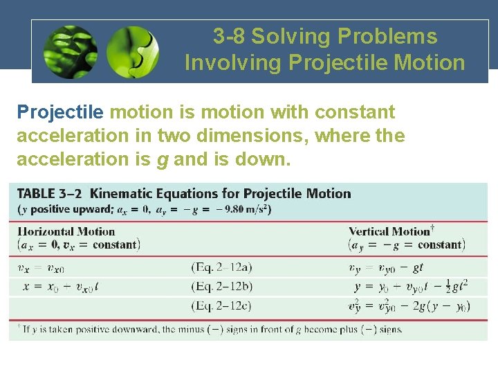 3 -8 Solving Problems Involving Projectile Motion Projectile motion is motion with constant acceleration