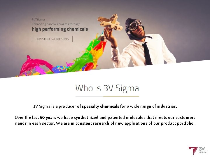 3 V Sigma is a producer of specialty chemicals for a wide range of
