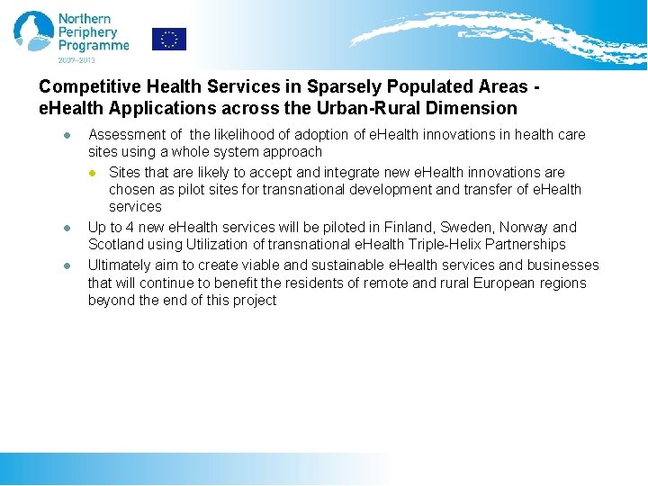 Competitive Health Services in Sparsely Populated Areas e. Health Applications across the Urban-Rural Dimension