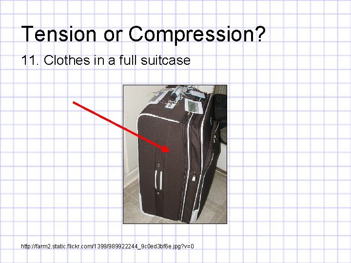 Tension or Compression? 11. Clothes in a full suitcase http: //farm 2. static. flickr.