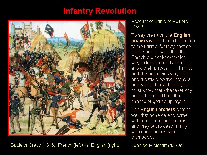 Infantry Revolution Account of Battle of Poitiers (1356) To say the truth, the English