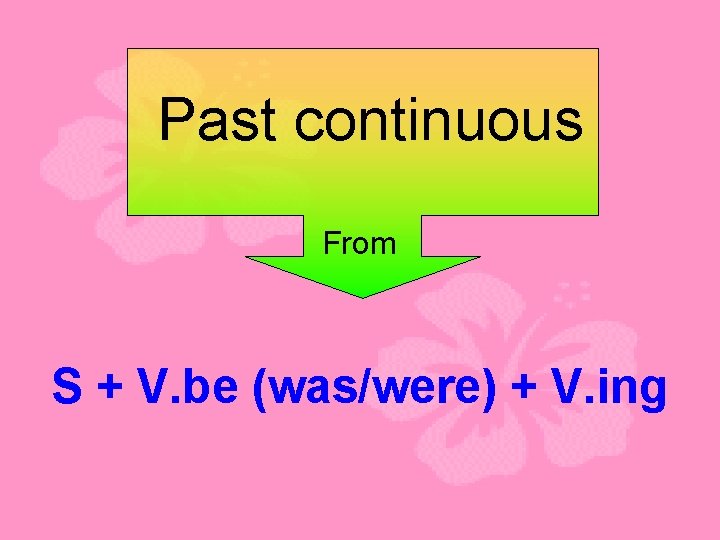 Past continuous From S + V. be (was/were) + V. ing 