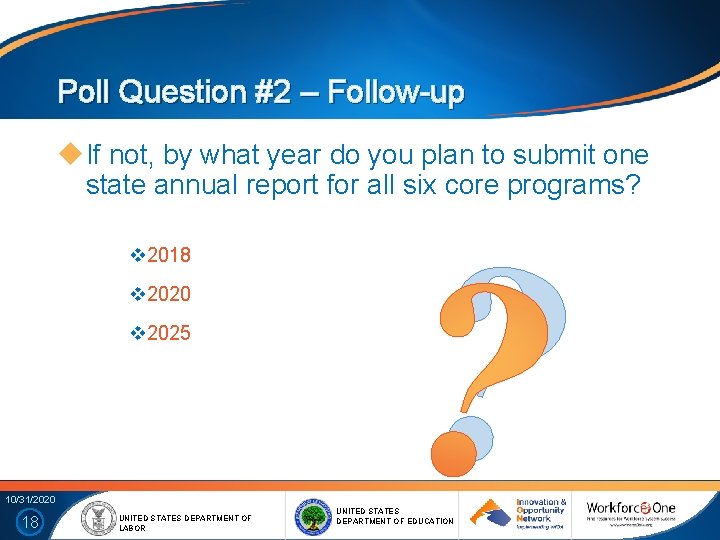 Poll Question #2 – Follow-up If not, by what year do you plan to