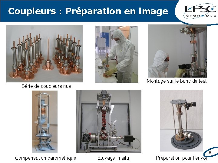 Coupleurs : Préparation en image Montage sur le banc de test Série de coupleurs