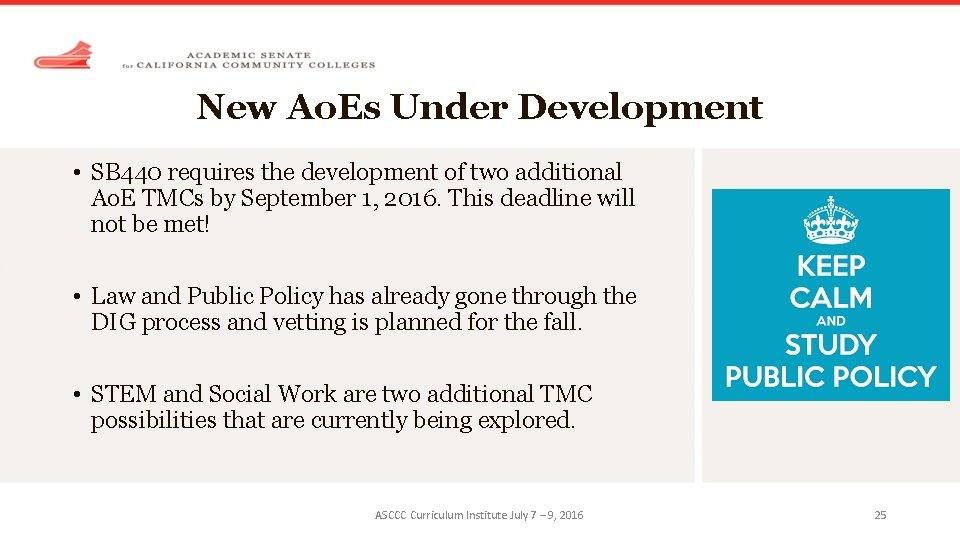 New Ao. Es Under Development • SB 440 requires the development of two additional