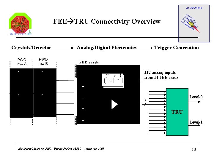 FEE TRU Connectivity Overview Crystals/Detector Analog/Digital Electronics Trigger Generation 112 analog inputs from 14