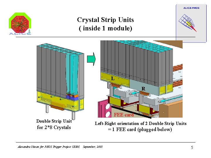 Crystal Strip Units ( inside 1 module) L R FEE card Double Strip Unit