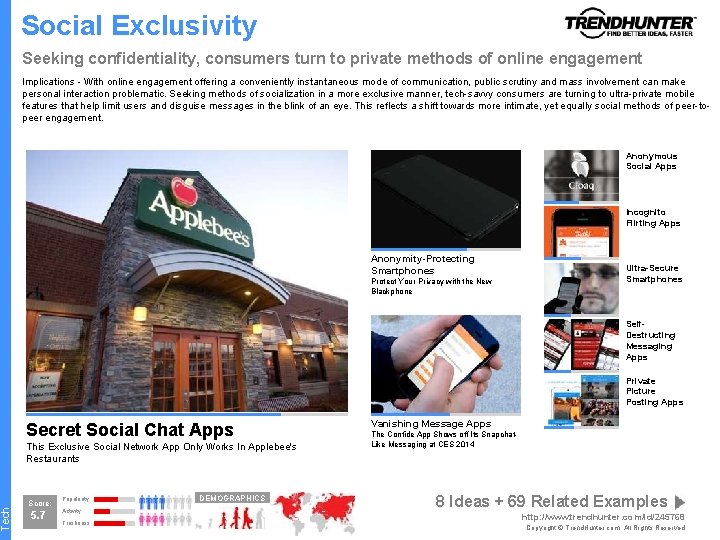 Tech Social Exclusivity Seeking confidentiality, consumers turn to private methods of online engagement Implications